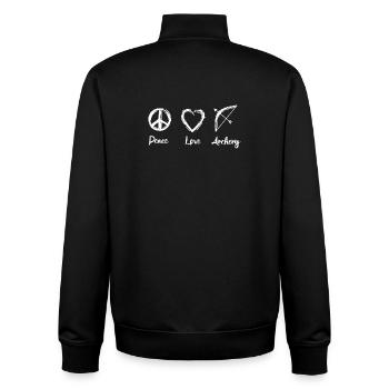 Peace Love Archery - Unisex Organic Zip Sweatshirt von Stanley/Stella - Schwarz - Hinten - AI Model Male 185 light (185cm)