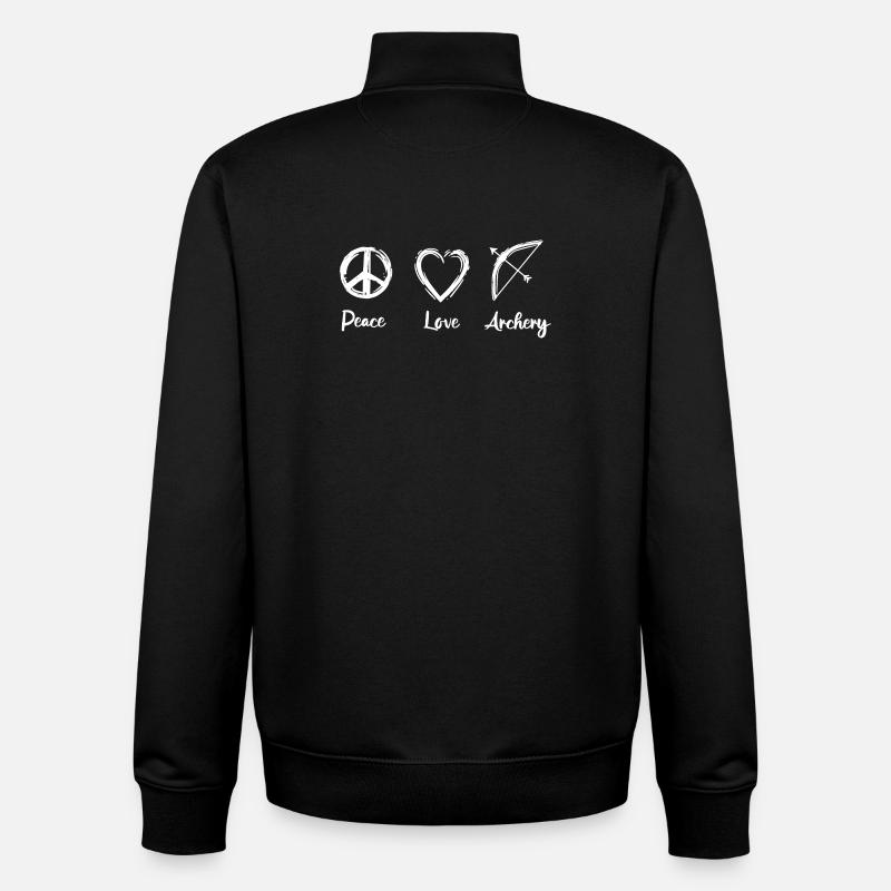 Paix, Amour, Tir à l’Arc - Sweat zippé unisexe en coton bio Stanley/Stella - noir