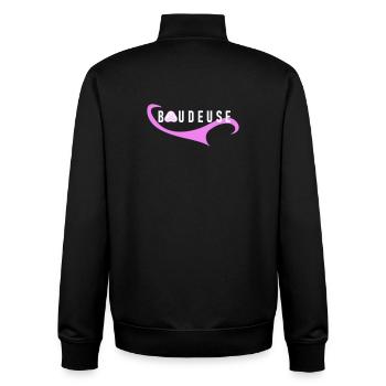 Logo Boudeuse  - Sweat zippé unisexe en coton bio Stanley/Stella - noir - Dos - AI Model Male 185 light (185cm)