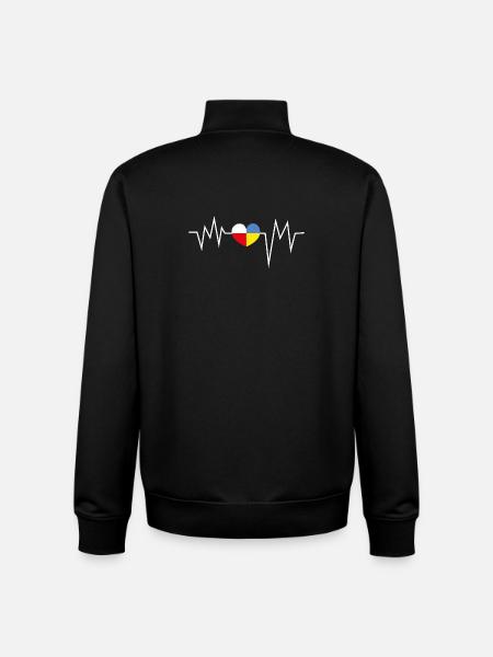 Heartbeat Poland Ukraine - Unisex Organic Zip Sweatshirt by Stanley/Stella - black