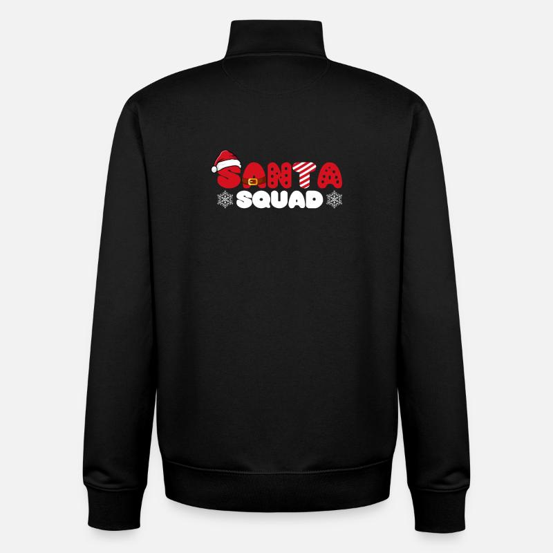 Santa Squad Emblem - Unisex Organic Zip Sweatshirt by Stanley/Stella - black