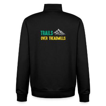 Trailrunning - Trails über Laufbänder - Unisex Organic Zip Sweatshirt von Stanley/Stella - Schwarz - Hinten - AI Model Male 185 light (185cm)