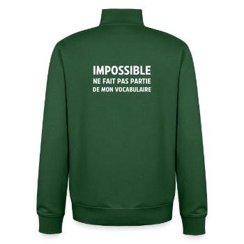 Impossible ne fait pas partie de mon vocabulaire - Sweat zippé unisexe en coton bio Stanley/Stella - vert bouteille - Dos - AI Model Male 185 dark (185cm)