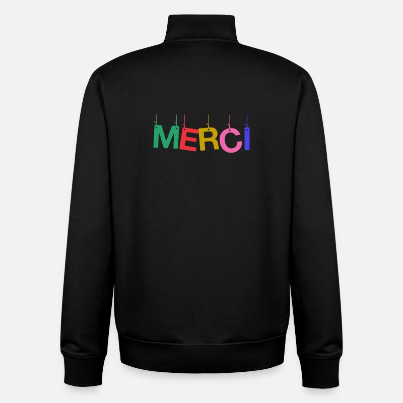 MERCI. MAÎTRESSE. MAÎTRE. MERCI MAÎTRESSE - Sweat zippé unisexe en coton bio Stanley/Stella - noir