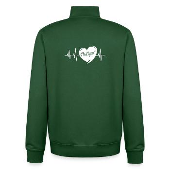 Stuttgart Heartbeat Love City Symbol Logo Picture - Unisex Organic Zip Sweatshirt by Stanley/Stella - bottle green - Back - AI Model Male 185 dark (185cm)
