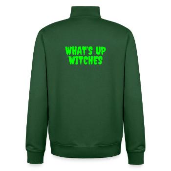 Vibrant Green Whats Up Witches Design - Unisex Organic Zip Sweatshirt by Stanley/Stella - bottle green - Back - AI Model Male 185 dark (185cm)