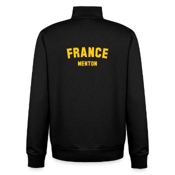 MENTON France Frankreich - Sweat zippé unisexe en coton bio Stanley/Stella - noir - Dos - AI Model Male 185 light (185cm)