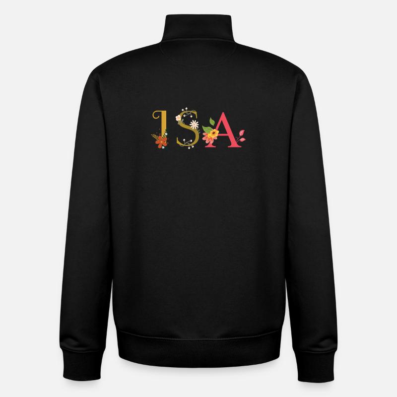 ISA Name mit Blumen geschmückt - Unisex Organic Zip Sweatshirt von Stanley/Stella - Schwarz