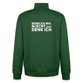 Wenn ich mal nüscht sage denk ich - Unisex Organic Zip Sweatshirt von Stanley/Stella - Flaschengrün - Hinten - AI Model Male 185 dark (185cm)