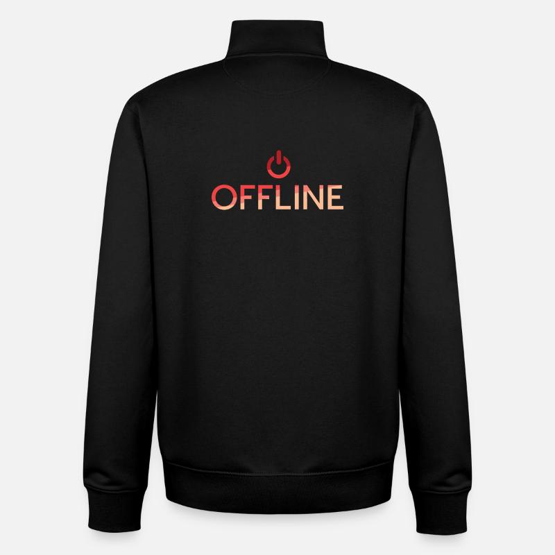 offline lettering - red off button - Unisex Organic Zip Sweatshirt by Stanley/Stella - black