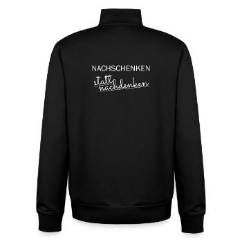 nachschenken statt nachdenken - Unisex Organic Zip Sweatshirt von Stanley/Stella - Schwarz - Hinten - AI Model Male 185 light (185cm)
