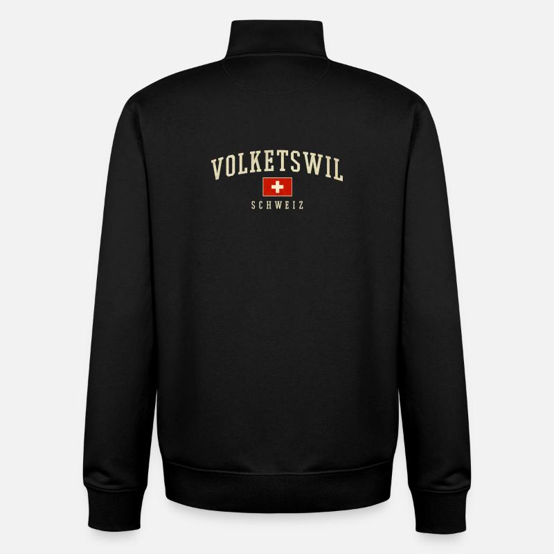 Volketswill Switzerland Emblem - Unisex Organic Zip Sweatshirt by Stanley/Stella - black