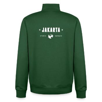 Jakarta Indonésie Coordonnées Planète Terre - Sweat zippé unisexe en coton bio Stanley/Stella - vert bouteille - Dos - AI Model Male 185 dark (185cm)