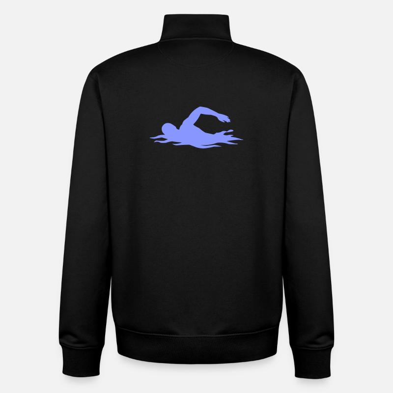 Silhouette de nage au-dessus des vagues - Sweat zippé unisexe en coton bio Stanley/Stella - noir