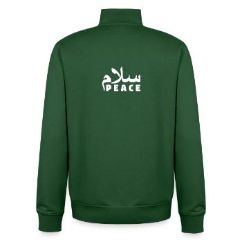 Salam Peace - Muslim - Unisex Organic Zip Sweatshirt by Stanley/Stella - bottle green - Back - AI Model Male 185 dark (185cm)