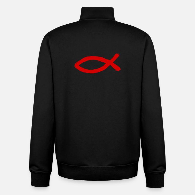 Jesus fish Ichthys fish fish - Unisex Organic Zip Sweatshirt by Stanley/Stella - black
