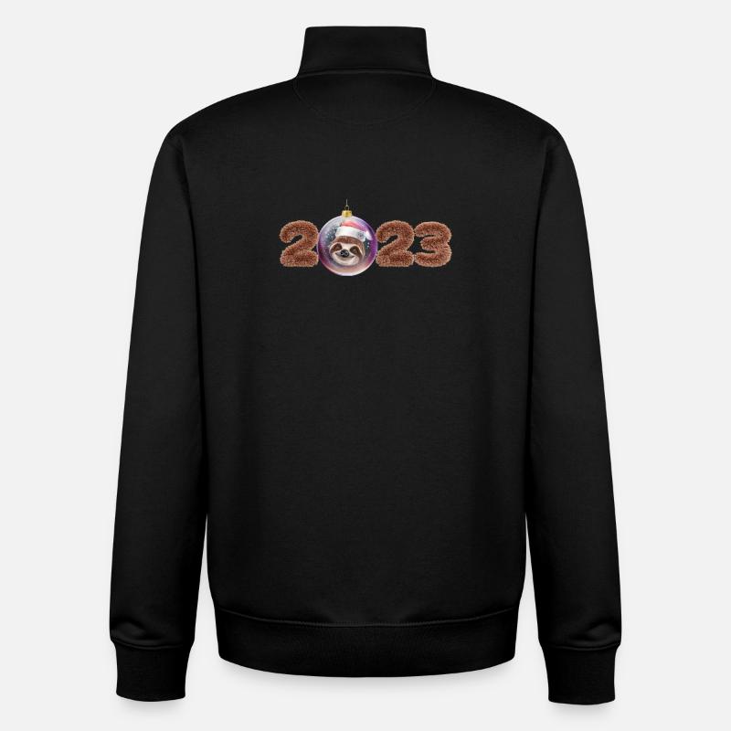 2023 boule de Noël paresseux mignon - Sweat zippé unisexe en coton bio Stanley/Stella - noir