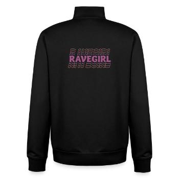 Raver girl drawing for festival, rave, EDM, dance - Unisex Organic Zip Sweatshirt by Stanley/Stella - black - Back - AI Model Male 185 light (185cm)