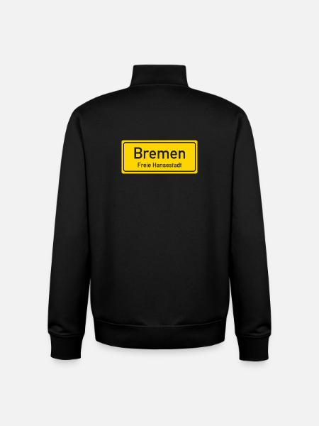 Bremen place name sign Germany - Unisex Organic Zip Sweatshirt by Stanley/Stella - black