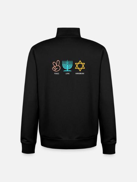 Hanoukka Hanoukka Hanoucca - Sweat zippé unisexe en coton bio Stanley/Stella - noir