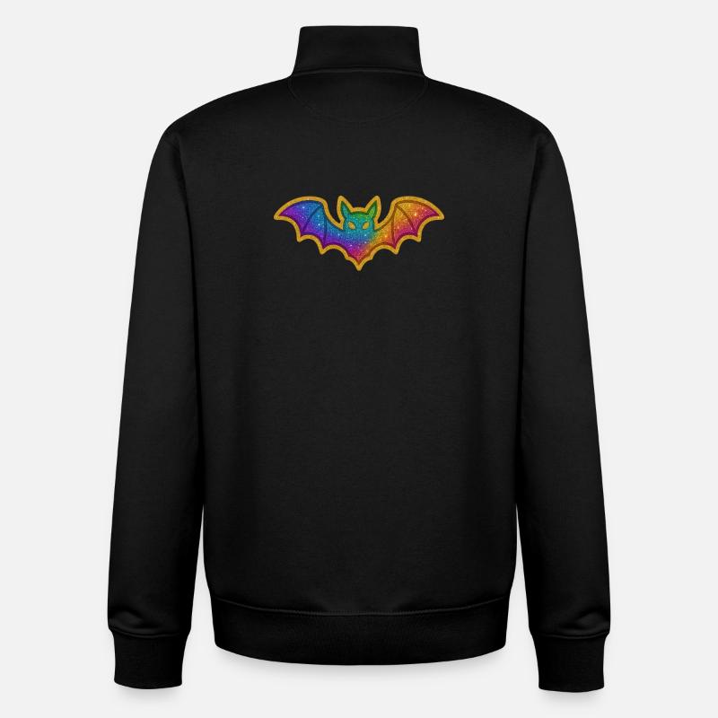 Galactic Bat Glitter Bat - Unisex Organic Zip Sweatshirt by Stanley/Stella - black