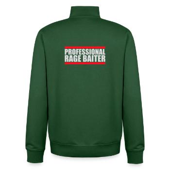 Professional Rage Baiter Troll Attention Fun - Unisex Organic Zip Sweatshirt by Stanley/Stella - bottle green - Back - AI Model Male 185 dark (185cm)