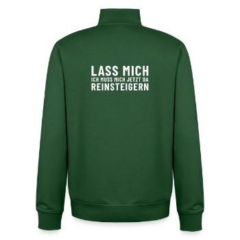 Leave me alone, I need to get worked up about this now. - Unisex Organic Zip Sweatshirt by Stanley/Stella - bottle green - Back - AI Model Male 185 dark (185cm)
