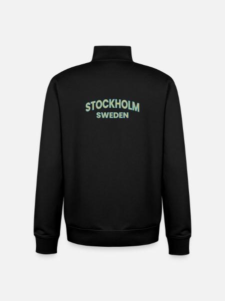 Conception de texte Stockholm – Suède - Sweat zippé unisexe en coton bio Stanley/Stella - noir