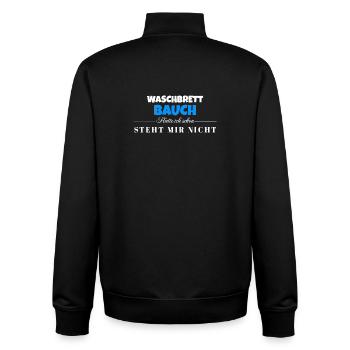 Waschbrett Bauch Spruch – Steht Mir Nicht - Unisex Organic Zip Sweatshirt von Stanley/Stella - Schwarz - Hinten - AI Model Male 185 light (185cm)