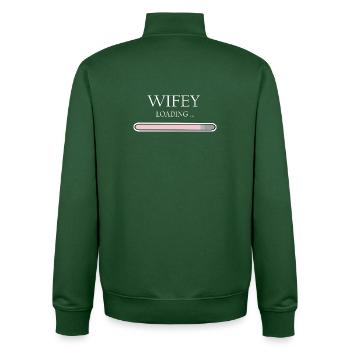 Wifey Loading Progress, Engagement & Wedding - Unisex Organic Zip Sweatshirt by Stanley/Stella - bottle green - Back - AI Model Male 185 dark (185cm)