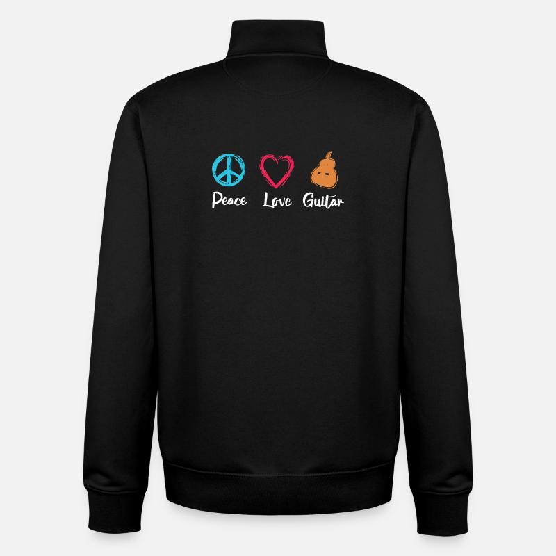 Frieden Liebe Gitarre - Unisex Organic Zip Sweatshirt von Stanley/Stella - Schwarz