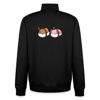 Kawaii Sushi Capybara & Axolotl Cute Sleeping - Unisex Organic Zip Sweatshirt by Stanley/Stella - black - Back - AI Model Male 185 light (185cm)