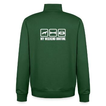 My Weekend Routine - Unisex Organic Zip Sweatshirt by Stanley/Stella - bottle green - Back - AI Model Male 185 dark (185cm)