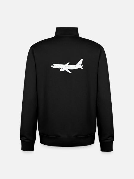 Airplane silhouette on white - Unisex Organic Zip Sweatshirt by Stanley/Stella - black
