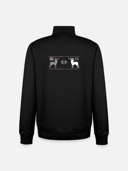 Christmas, Reindeer - Unisex Organic Zip Sweatshirt by Stanley/Stella - black