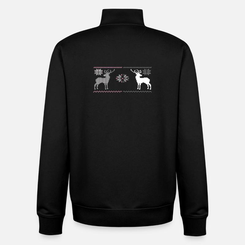 Noël, Renne - Sweat zippé unisexe en coton bio Stanley/Stella - noir
