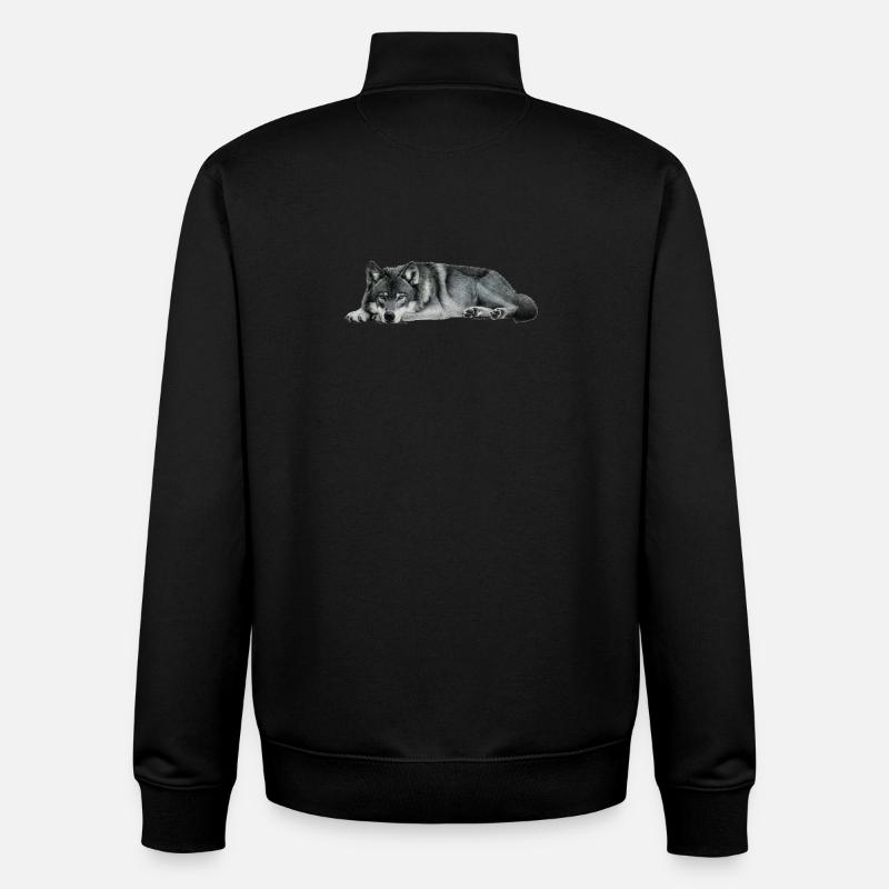wolf - Unisex Organic Zip Sweatshirt by Stanley/Stella - black