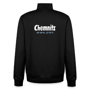 Coordonnées de Chemnitz - Sweat zippé unisexe en coton bio Stanley/Stella - noir - Dos - AI Model Male 185 light (185cm)