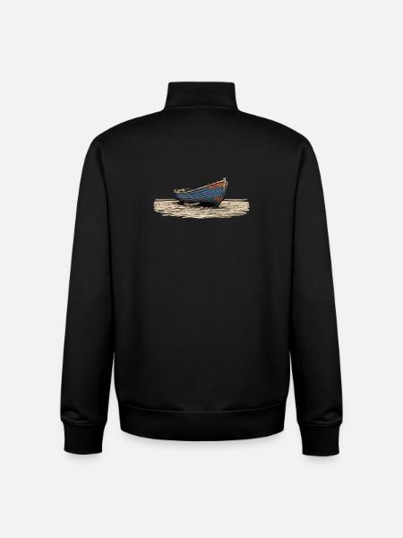 Weathered Sailboat on Coast - Unisex Organic Zip Sweatshirt by Stanley/Stella - black