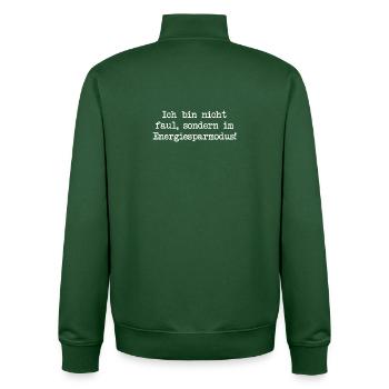 Je ne suis pas paresseux, je suis en mode économie d’énergie ! - Sweat zippé unisexe en coton bio Stanley/Stella - vert bouteille - Dos - AI Model Male 185 dark (185cm)