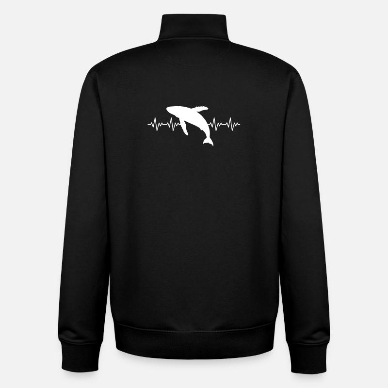 Battement cardiaque ECG de baleine - Sweat zippé unisexe en coton bio Stanley/Stella - noir