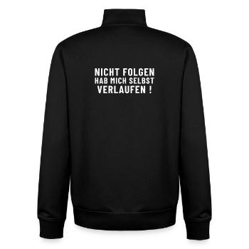 Nicht folgen, hab mich selbst verlaufen ! - Unisex Organic Zip Sweatshirt von Stanley/Stella - Schwarz - Hinten - AI Model Male 185 light (185cm)