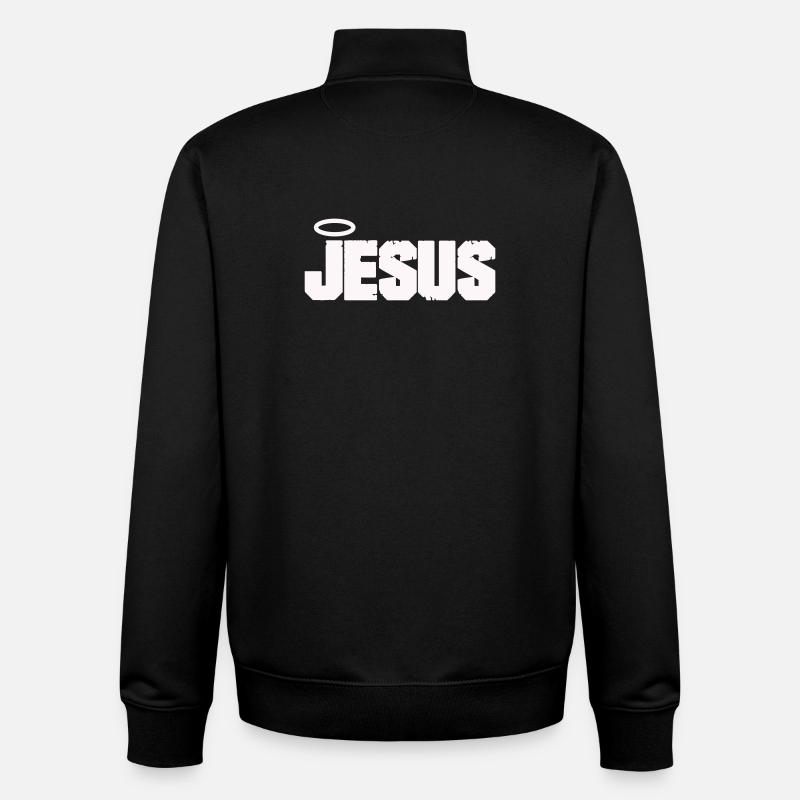 Jesus lettering with halo - Unisex Organic Zip Sweatshirt by Stanley/Stella - black