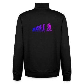 Attention floorball fans, simple statement - Unisex Organic Zip Sweatshirt by Stanley/Stella - black - Back - AI Model Male 185 light (185cm)