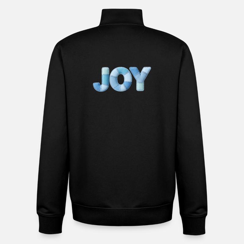 Blue Patchwork Joy Schriftzug - Unisex Organic Zip Sweatshirt von Stanley/Stella - Schwarz