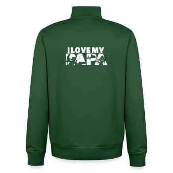 Ich liebe die musikalische Silhouette meines Papa-Klavierspielers - Unisex Organic Zip Sweatshirt von Stanley/Stella - Flaschengrün - Hinten - AI Model Male 185 dark (185cm)