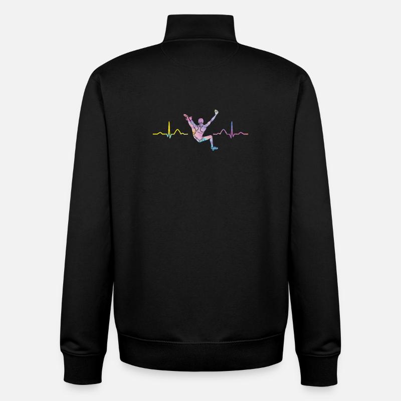 Boulderer heartbeat Bouldering Bouldering - Unisex Organic Zip Sweatshirt by Stanley/Stella - black
