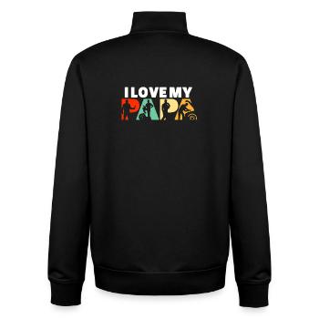 Ich liebe das Mechanikdesign meines Papa - Unisex Organic Zip Sweatshirt von Stanley/Stella - Schwarz - Hinten - AI Model Male 185 light (185cm)