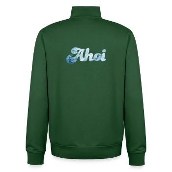 Schiff Ahoi Meer Ozean Schnörkelschrift maritim - Unisex Organic Zip Sweatshirt von Stanley/Stella - Flaschengrün - Hinten - AI Model Male 185 dark (185cm)