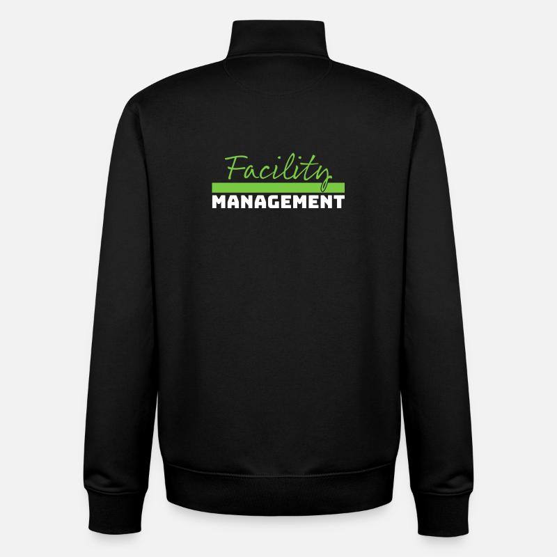 Tshirt Facility Management vert blanc - Sweat zippé unisexe en coton bio Stanley/Stella - noir